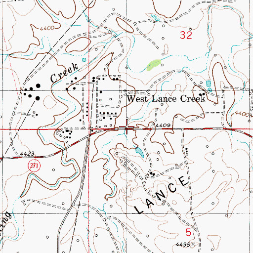 Topographic Map of West Lance Creek, WY