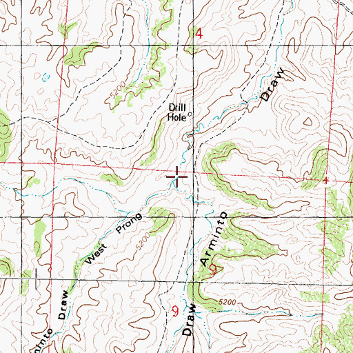 Topographic Map of West Prong Arminto Draw, WY