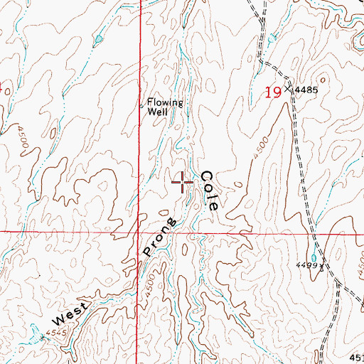 Topographic Map of West Prong Cole Draw, WY