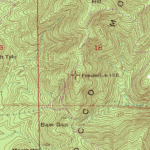 Topographic Map of Frederick Hill, AL