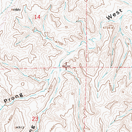 Topographic Map of West Prong West Spring Draw, WY
