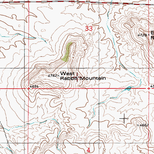 Topographic Map of West Rabbit Mountain, WY