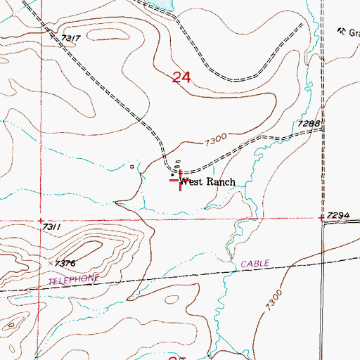Topographic Map of West Ranch, WY