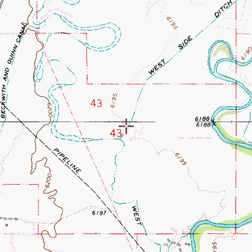 Topographic Map of West Side Ditch, WY
