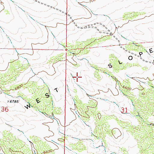 Topographic Map of West Slope, WY