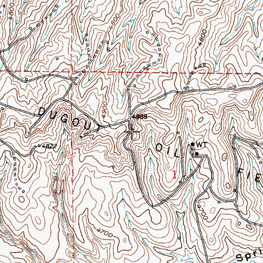 Topographic Map of West Sussex-Dugout Oil Field, WY