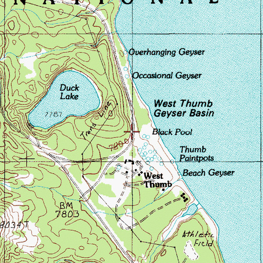 Topographic Map of West Thumb Geyser Basin, WY