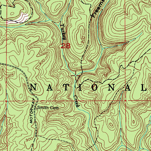 Topographic Map of Freeman Hollow, AL