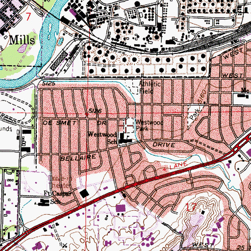Topographic Map of Westwood Park, WY