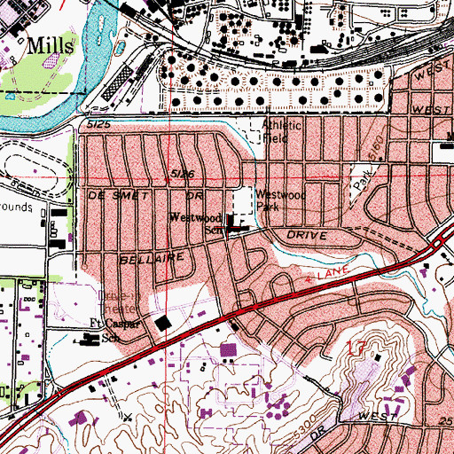 Topographic Map of Westwood School, WY