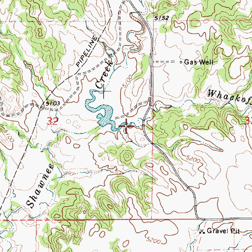 Topographic Map of Whackoff Creek, WY