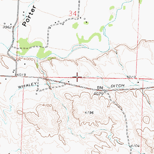 Topographic Map of Whaley Ditch, WY