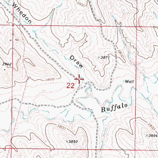 Topographic Map of Whedon Draw, WY
