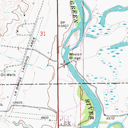 Topographic Map of Whelan Bridge, WY