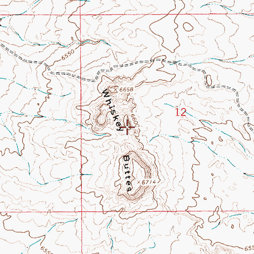 Topographic Map of Whiskey Buttes, WY