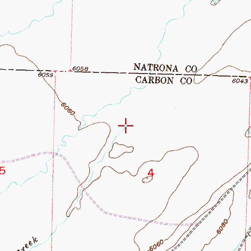 Topographic Map of Whiskey Creek, WY