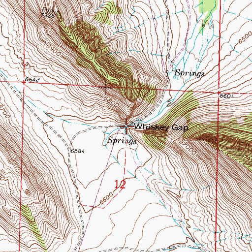 Topographic Map of Whiskey Gap, WY