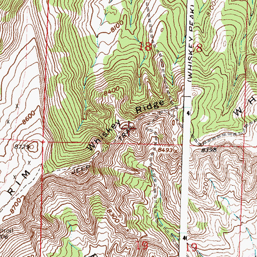 Topographic Map of Whiskey Ridge, WY