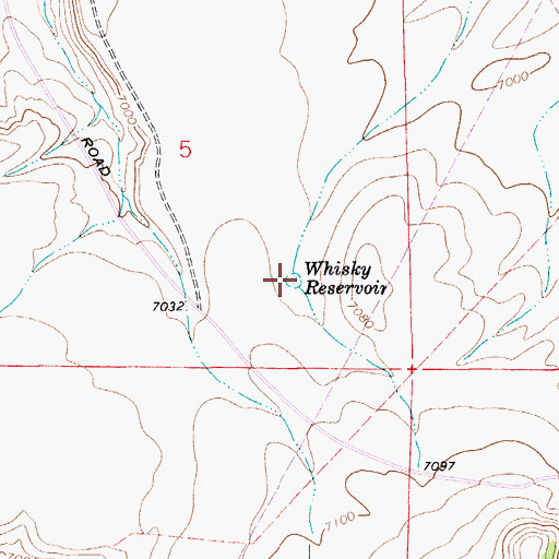 Topographic Map of Whisky Reservoir, WY