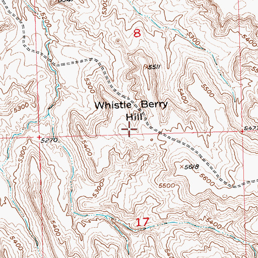 Topographic Map of Whistle Berry Hill, WY