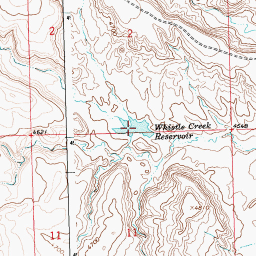 Topographic Map of Whistle Creek Reservoir, WY