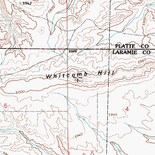 Topographic Map of Whitcomb Hill, WY