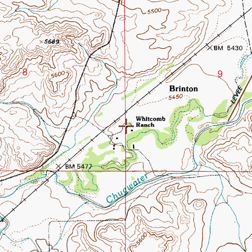 Topographic Map of Whitcomb Ranch, WY