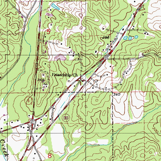 Topographic Map of Friendship Church, AL