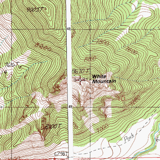 Topographic Map of White Mountain, WY