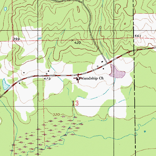 Topographic Map of Friendship Baptist Church, AL