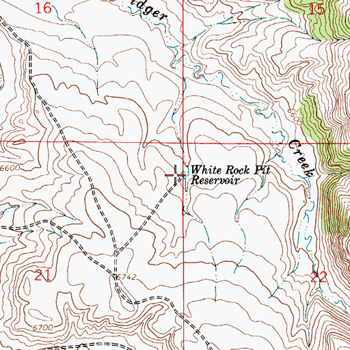 Topographic Map of White Rock Pit Reservoir, WY