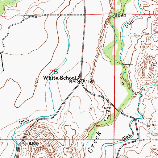 Topographic Map of White School, WY