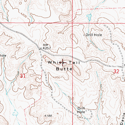 Topographic Map of White Tail Butte, WY
