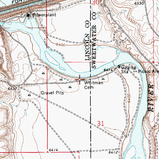 Topographic Map of Whitman Cemetery, WY