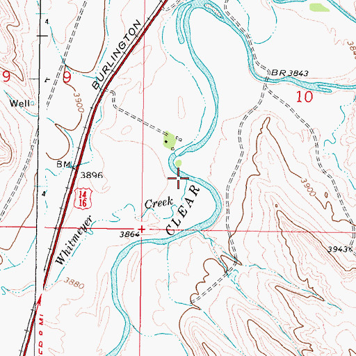 Topographic Map of Whitmeyer Creek, WY
