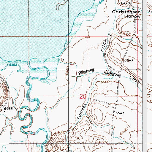 Topographic Map of Whitney Canyon Creek, WY