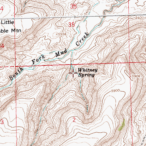 Topographic Map of Whitney Spring, WY