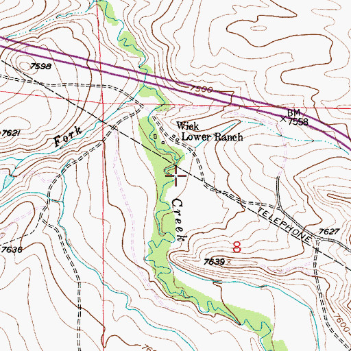 Topographic Map of Wick Lower Ranch, WY