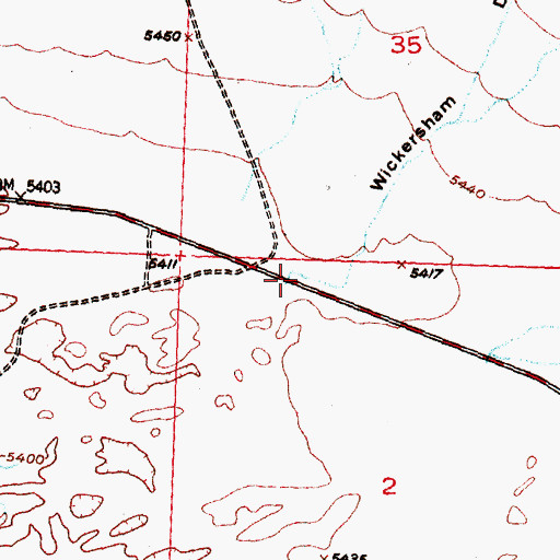 Topographic Map of Wickersham Draw, WY