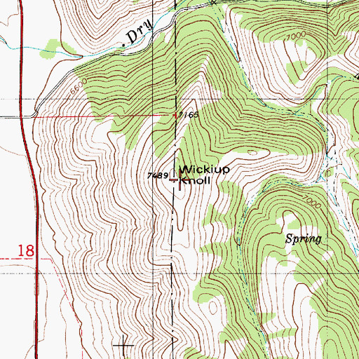 Topographic Map of Wickiup Knoll, WY