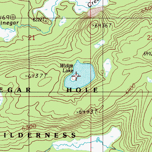 Topographic Map of Widgit Lake, WY