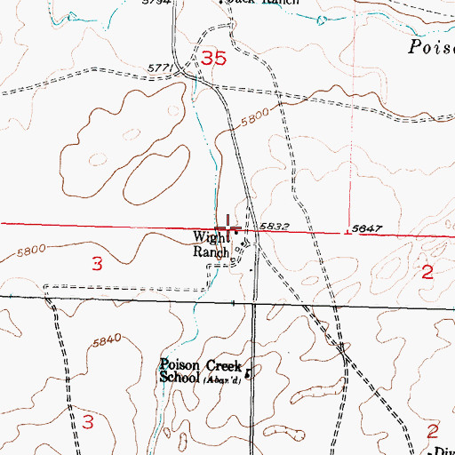 Topographic Map of Wight Ranch, WY