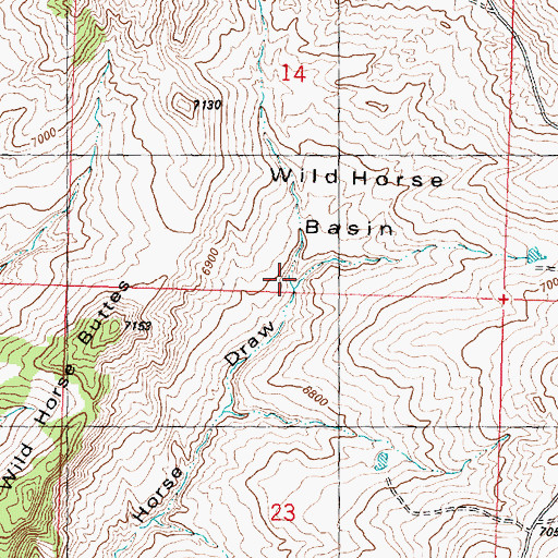 Topographic Map of Wild Horse Basin, WY