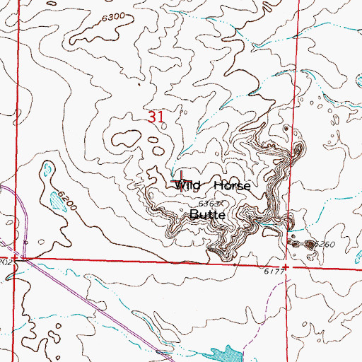 Topographic Map of Wild Horse Butte, WY