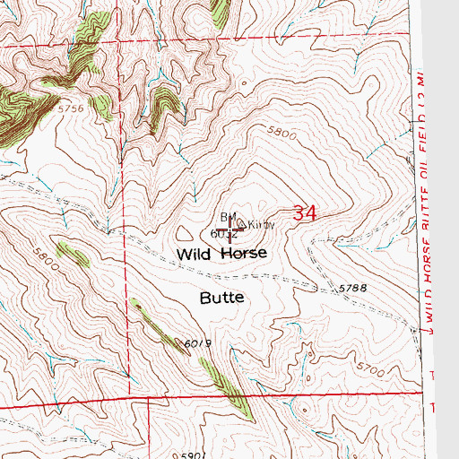 Topographic Map of Wild Horse Butte, WY