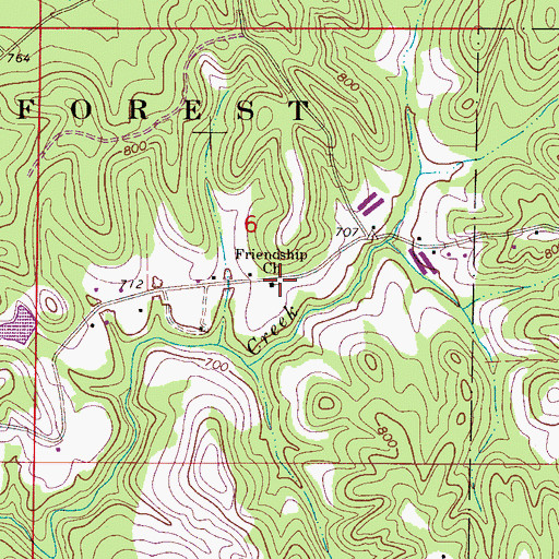 Topographic Map of Friendship Church, AL