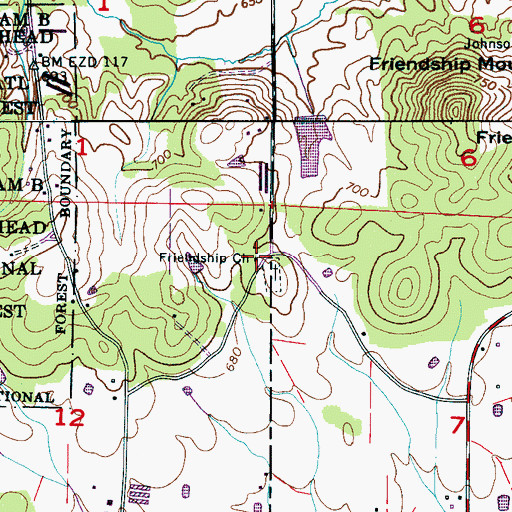 Topographic Map of Friendship Church, AL