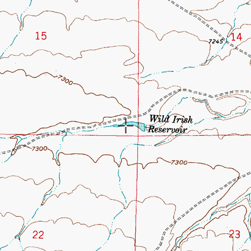 Topographic Map of Wild Irish Reservoir, WY