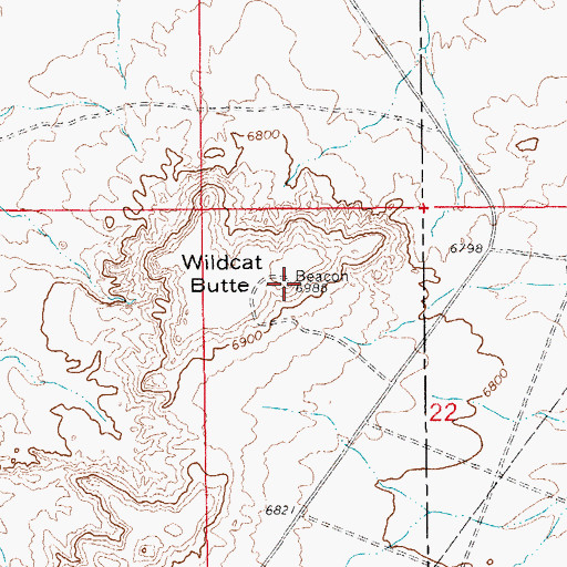 Topographic Map of Wildcat Butte, WY