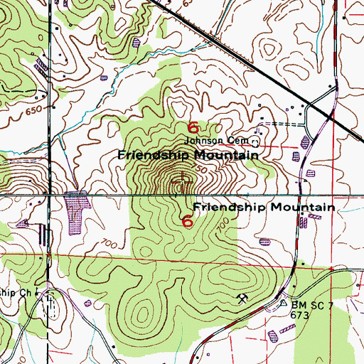Topographic Map of Friendship Mountain, AL